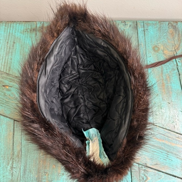 Vintage Beaver Fur Trapper Hat Aviator Brown Tie Ear Flaps Size XL - Picture 7 of 10